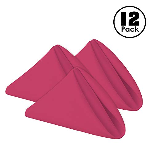 Gee Di Moda Cloth Napkins - 17 x 17 Inch Fuchsia Dinner Napkins - Set of 12 Soft & Absorbent Washable Fabric Cloth Table Napkins with Hemmed Edges for Hotel Restaurant, Holiday Parties & Wedding - color: Fuchsia