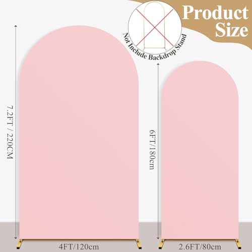 Ledido Wedding Arch Backdrop Cover 6FT 7.2FT Arch Covers 2Set Fitted Stretchy Spandex Round Top Stand Backdrop Cover for Wedding Banquet Ceremony Birthday Party Baby Shower Event Decoration,Pale Pink - color: Pale Pink, size: 6FT,7.2FT