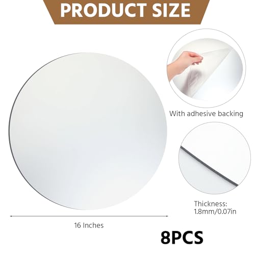 Amyhill 8 Pcs Round Mirrors for Centerpieces Table Decorations Acrylic Circle Mirrors Tray Candle Plates for Wedding Baby Shower Birthday Party Bulk Supplies(16 Inch) - size: 16 Inch