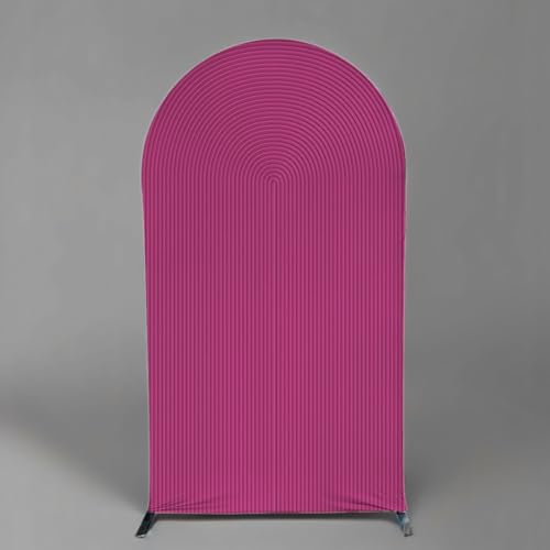 HUAYI Fuchsia Rosy Ripples Pattern Arch Backdrop Cover for Birthday Party Wedding Baby Shower Decorations Chiara Backdrops Arched Wall Frame Stands Covers Props GP-458 3ft * 5ft - color: GP-458-Arch Cover, size: W3ft by H5ft (90cm by 150cm)