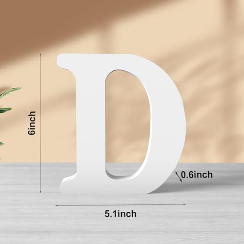 6 Inch White Wood Letters Unfinished Wood Letters for Wall Decor Decorative Standing Letters White Block Letters for wall Decoration for Craft Home Party Projects (D) - color: White-D, size: 6 inch