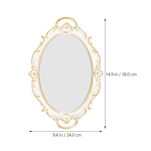 Luxshiny Retro Style Mirror Tray White Decorative Jewelry Display Sundries Storage Tray European Vintage Photo Prop for Home Décor and Table Setting