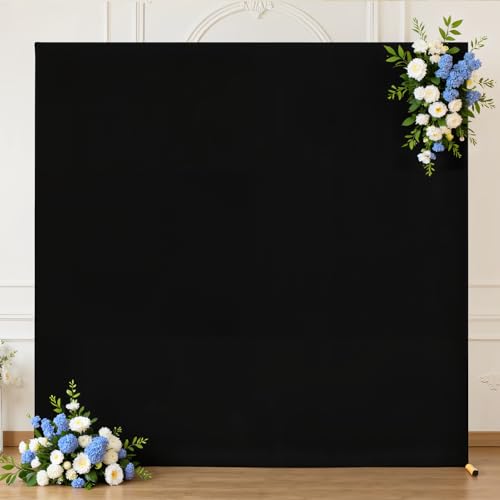 Black Square Arch Backdrop Cover 6.6x6.6FT, Double-Sided Stretchy Spandex Fabric Fits Square Arch Backdrop Stand, Black Background Backdrop for Wedding Baby Shower Birthday Party Decorations - color: Black, size: 6.6 x 6.6FT