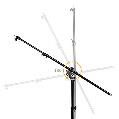 Max 13.2ft/400cm Two Way Adjustable Photo Studio Light Stand with 6.2ft/190cm Boom Arm and Sandbag, Aluminum Alloy Rotable Tripod for Studio Outdoor Photography Portrait Video