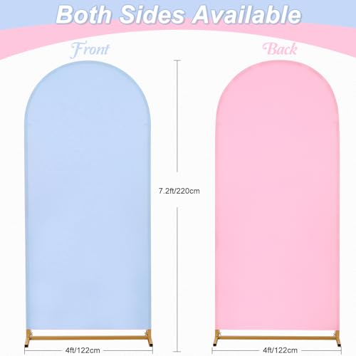 Arch Cover 7.2ft Double-Sided Arch Backdrop Cover Spandex Wedding Arch Stand Cover for Party Birthday Baby Shower Bridal Gender Reveal Boy or Girl Decoration(Double Color,Pink&Blue) - color: Pink+Blue, size: 4ftx7.2ft