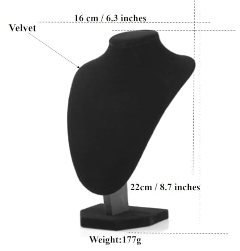 Comelyjewel Necklace Display Stand Set of 2, 21cm Velvet Jewelry Bust for Necklaces & Earrings, Tangle-Free Organizer for Dresser, Jewelry Display for Home & Vendors (Black Velvet) - color: Black Velvet