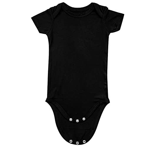 GUISBY Baby Short Sleeve Bodysuits, Rayon Summer Newborn Infant Boys Girls 0-24 Months - color: Black-short, size: 3-6 Months