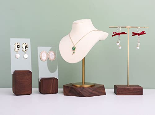 Necklace holder bust for girls, Velvet hanging jewelry organizer, Small necklace mannequin, Metal necklace display stands for selling【Beige】 - color: Beige, size: Small