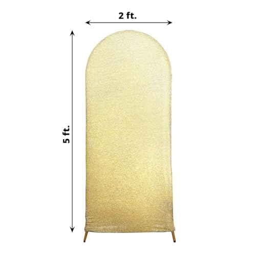 Efavormart 5ft Champagne Chiara Arch Backdrop Cover, Metallic Double-Sided Spandex Cover for Wedding, Gala - color: Champagne, size: 5 FT