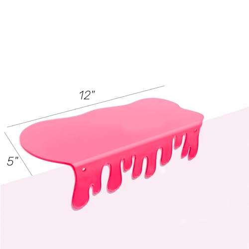 SetGame 2-Pack Acrylic Small Wall Shelves - 12 Inch Floating Shelf for Walls, Home Wall Display Ledges for Storage, Room Décor, Small Album & Items Organizer Display Dripping Wall Decor - color: Pink, size: 12 Inch