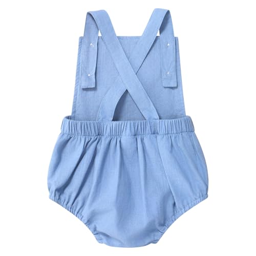 IMEKIS Baby Girls Boys Boho 1st Birthday Outfit Backless Overalls Romper for Cake Smash Photo Shoot - color: Light Blue 1 Birthday, size: 12-18 Months