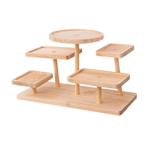 Display Riser Stand Countertop Multi Tier Solid Wood Perfume Holder Cake Stand Storage Rack for Doll Craft Figurine, 5 Layer - color: 5 Layer