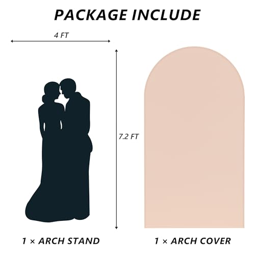 Neatsure Arch Backdrop Stand and Cover Set, 7.2FT Metal Photo Balloon Arch Backdrop Stand for Wedding Birthday Party Baby Shower Ceremony Graduation Decoration, Nude - color: Nude, size: 7.2FT