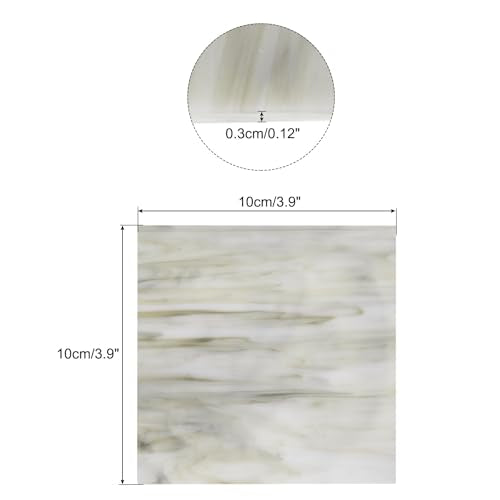 MECCANIXITY Stained Glass Sheet Mosaic Tile 3.9 Inch x 3.9 Inch Light Grey Stained Glass Sheets for Crafts DIY, Art Project - color: Light Gray