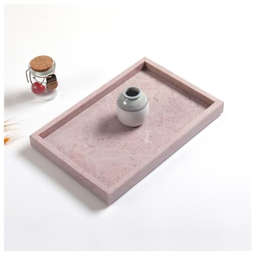 Yew & Tulip Natural Pink Marble Vanity Tray, Nature Rose Cream Marble Serving Tray for Bathroom, Kitchen, Vanity, Home Decor, Wedding etc. (12" x 8" x 1.2") - color: Pink