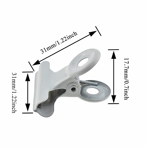 HAHIYO 1.25inch White Bulldog Clips Metal File Hinge Binder Clips Clamps Save Space Strong Spring Jaws Rock Solid Grip Book Lay Flat Deburred Edge for Hang Photos Wall Grid Dog Food 20PCS - size: White-1.25in-20P