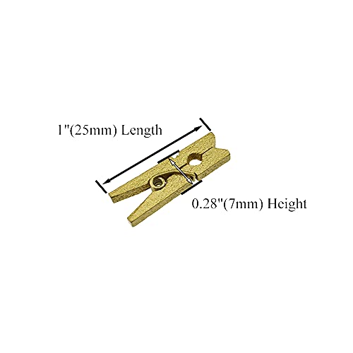 HAHIYO Gold Wooden Clothes Pins Clothespins Mini Do NOT Fall Apart 1 inches Length 80 Pack Sturdy Strong Springs No Rust No Discoloration for Laundry Bathroom DIY Craft Photos Food Opened Bags - size: Gold 1 inches 80 Pack