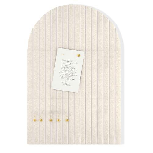 Felt Bulletin Board, 35" x 24" Cork Board Alternative, Decorative Felt Pin Board with 30 Push Pins, Vision Board for Office Home Bedroom Wall Decor, Photo Display (Beige, Arched - 35 x 24 Inches) - color: Beige, size: Arched- 35 x 24 Inches