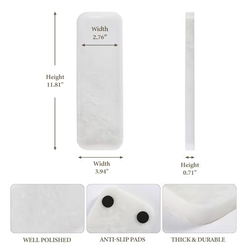 Koville Marble Tray, 12"x4" Marble Vanity Tray for Bathroom Kitchen Countertop Sink, Natural Stone Tray for Home Decor, Decorative Rectangular Narrow Catchall Tray for Jewelry(Namibia Bianco) - color: 12"x4"-namib Bianco