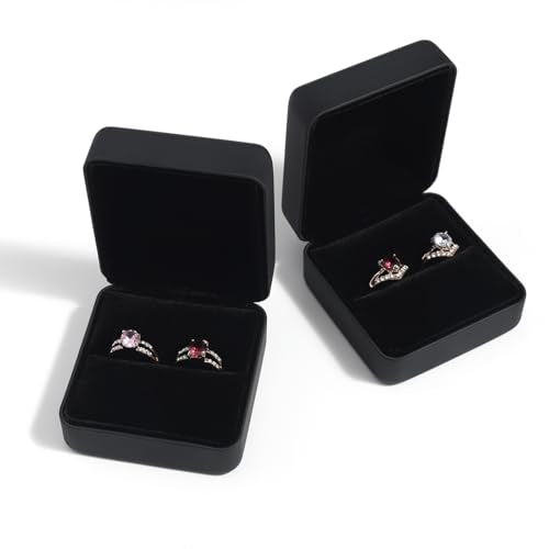 Velvet Ring Gift Box, Small Jewelry Earring Studs Holder Case for Wedding Day, Proposal, Engagement, Anniversary, Ring Display Storage Box for Women Girl (Black S) - color: Black S