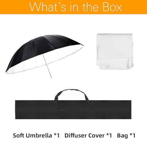 Godox 70 inch 180cm Black White Reflective Umbrella Studio Photography Umbrella, White Inner with Large Diffuser Cover, Bag - color: Black White