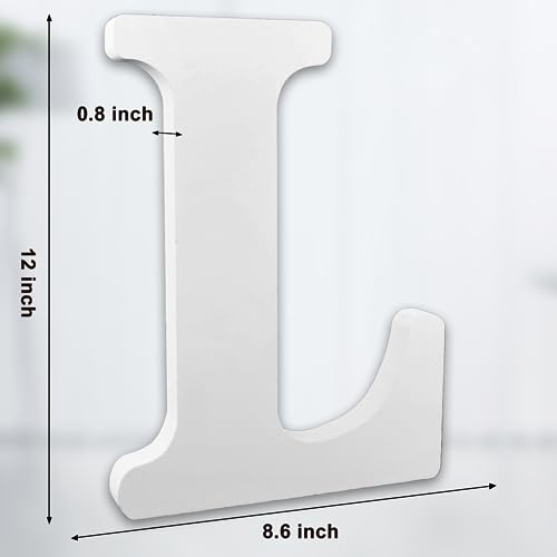 AOCEAN 12 Inch White Big Wood Letters Unfinished Wooden Letters for Wall Decor Decorative Standing Letters Slices Sign Board Decoration for Craft Home Party Projects (L) - color: L
