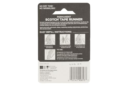 Scotch Double Sided Adhesive Tape Runner Refill, Permanent and Photo Safe, 0.31 x 49 Feet, 1-Pack - size: 49 Foot (Pack of 1)