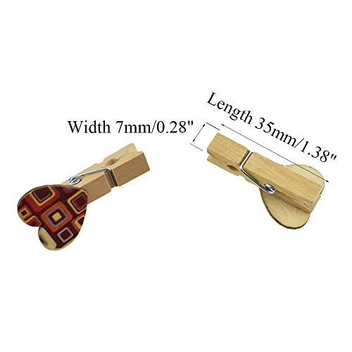 HAHIYO Colorful Painted Mini Wooden Clothespin Clip with Hearts Photo Paper Holders 1.38inch Tight Clamp Not Fray Rope Post Notices Handy Read for Hanging Postcard Wedding 50PCS - size: Colorful Painted(Heart) 1.38 inches 50 Pack