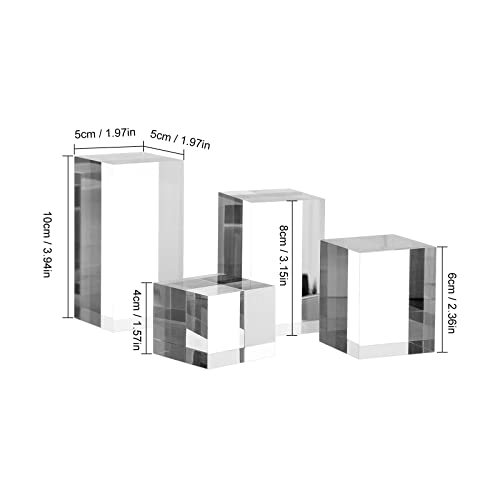 Clear Polished Acrylic Cube Cylinder Round Photo Props, Transparent Solid Acrylic Display Blocks for Photography Boutique Jewelry Cosmetic Crafts Closet Show, 4 Pcs (Transparent Cube) - color: Transparent Cube