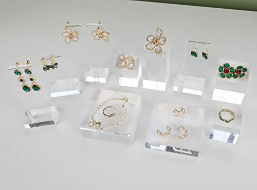 2pcs Acrylic earring display risers, Jewelry display riser stand, clear ring risers for display selling【2pcs 1.57 L x1.57 W x1.57 H inch】 - size: 1.57 L x1.57 W x1.57 H inch 2pcs