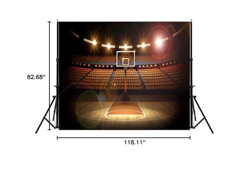 Basketball Backdrop Basketball Arena Photography Background Sports Theme Party Decoration Photoshoot Kids Boys Photo Booth Props 10x7ft - size: 10X7FT