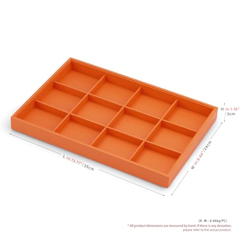 12 Grids PU Leather Bracelets Tray Stackable Jewelry Organizer Trays for Drawer Bracelet Bangle Holder Earrings Watches Storage (Orange) - color: Orange, size: 12 Grid