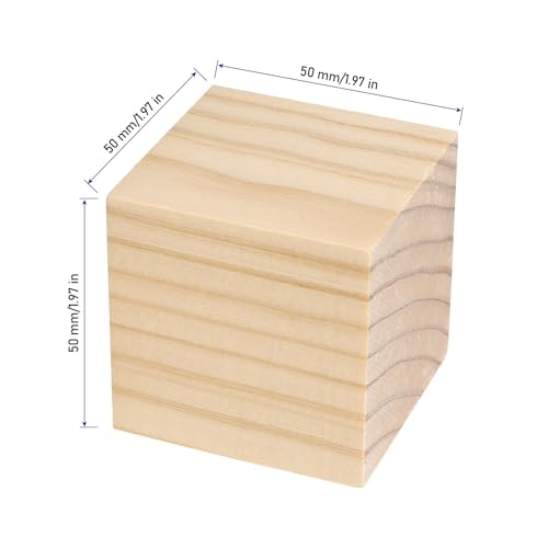KINJOEK 60 PCS 2 Inch Square Unfinished Wood Blocks, Blank Wooden Block for Building, Painting, Craft