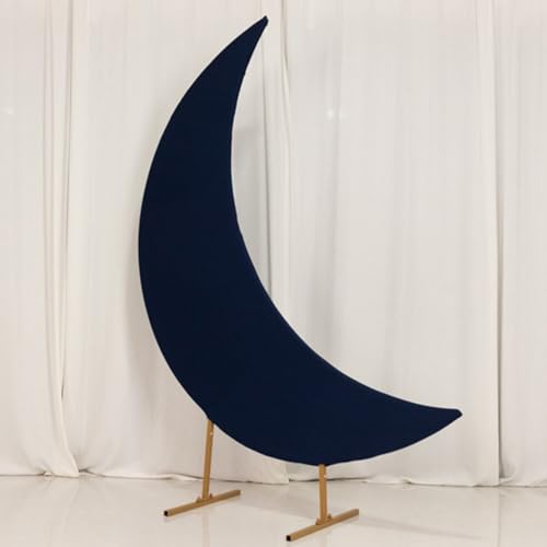 Efavormart 6.5ft Navy Blue Spandex Crescent Moon Arch Cover - 160GSM Double-Sided Stretch Fabric Sleeve - Deep Blue Backdrop for Nautical and Evening Events - color: Navy Blue, size: Moon Cover - 6.5ft