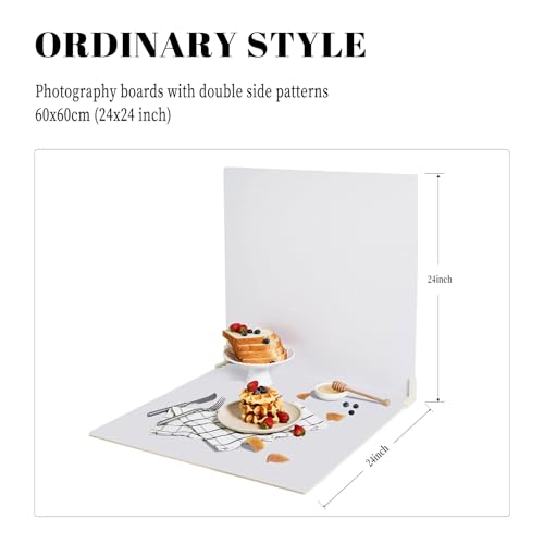 2 PCS Boards Photo Backdrop for Flat Lay, Food Photography Background 24x24 Inch, White Marble Subway Tile Tabletop Backdrop Board BEIYANG - color: Marble+Subway Tile