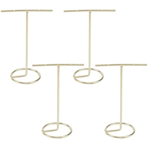 SUNNYCLUE 4Pcs T Shaped Jewelry Stand Necklace Stand Holder Earring Display Organizer Light Gold Jewelry Towers Bangles Rings Earrings Watch Hanging Organizers for Selling Home Storage Show Photo