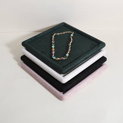 velvet Jewerly display tray, Top Microfiber Jewelry storage organizer plate, Empty Jewelry showcase tray for Necklace Bracelet Ring Earring display stand holder(Green-Small, 9.8 x 9.8 in) - color: Green, size: Small