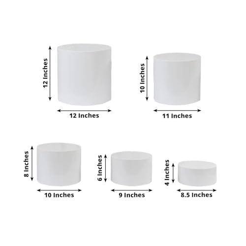 Efavormart Set of 5 Clear Acrylic Cake Stands, Round Cylinder Design Transparent Display Risers for Weddings and Parties, Multi-Sizes 8.5", 9", 10", 11", and 12" Round Diameter - color: Clear, size: 8.5", 9", 10", 11", 12"