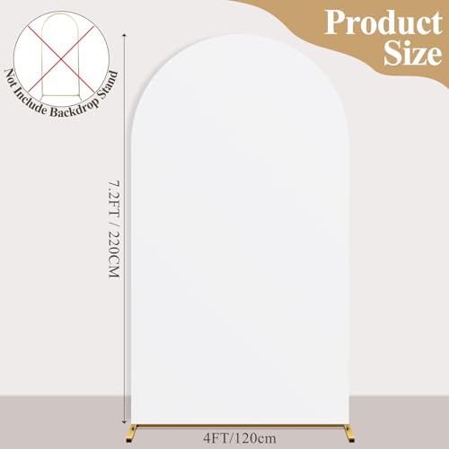 Ledido Wedding Arch Backdrop Cover 7.2FT Arch Covers Fitted Stretchy Spandex Round Top Stand Backdrop Cover for Wedding Banquet Ceremony Birthday Party Baby Shower Event Decoration,White - color: White, size: 7.2FT