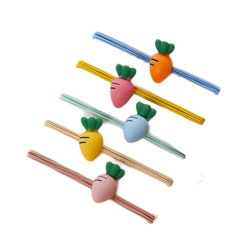 Easter Carrot Hair Clips Baby Girls Rabbit Carrot Hair Pin Easter Bunny Carrot Clips JHE54 (5 Pcs-Hair Ring Tie) - color: 5 Pcs-Hair Ring Tie