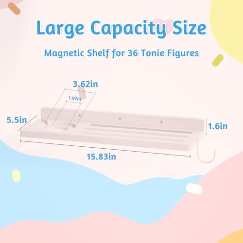 for Tonies Shelf Magnetic - Tonies Figure Organizer for Kids Room, Wooden Magnetic Display Shelf for Tonies Box Holder, Wall Floating Shelves Toy Storage Compatible Charging Station(1 Tier, White) - color: White, size: 1 Tier