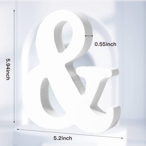 AOCEAN 6 Inch White Wood Letters - Unfinished Wood Letters for Wall Christmas Decor Standing Letters Slices Sign Board Decoration for Xmas Home Party Projects (&) - style: &