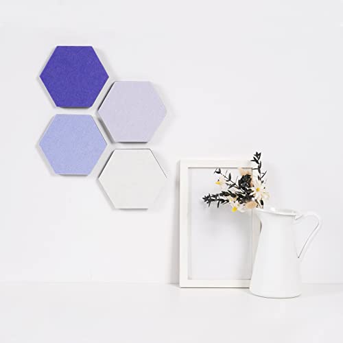 LAJAR 8 Pcs Hexagon Felt Bulletin Board Tiles, Self Adhesive Felt Pin Board Wall Tiles for Photos, Pictures, Memos (Purple) - color: Purple