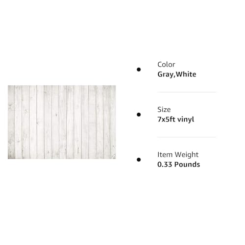 Yeele 7x5ft Vintage Wood Backdrop Retro Rustic White and Gray Wooden Floor Background for Photography Kids Adult Photo Booth Video Shoot Vinyl Studio Props