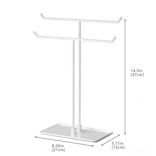 bussdis Necklace Stand Aesthetic Necklace Holder: White Metal Necklace Organizer for Home Decor - color: White