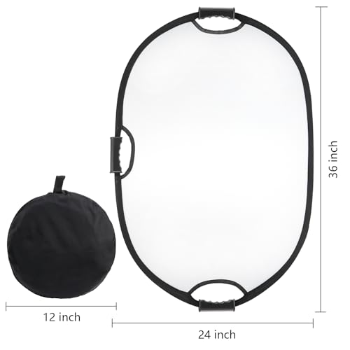 Fasmov 24"x36" Light Reflectors - 5-in-1 Collapsible Photography Reflector with Carrying Case for Photo Studio & Outdoor Use