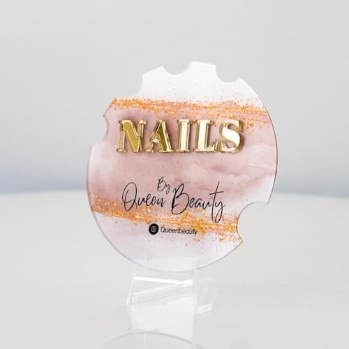 Personalised Manicurist Dics, 4'' Disc for Nail Artist Gifts, Nail Advertising Tool, Nail Plate Photo Prop, Customized Acrylic Photo Prop for Nail Salons and Nail Artist (Style 23) - color: Style 23