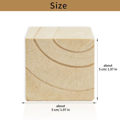 6 Pack Wooden Cubes Wood Block Unfinished Square Blocks 2 Inch