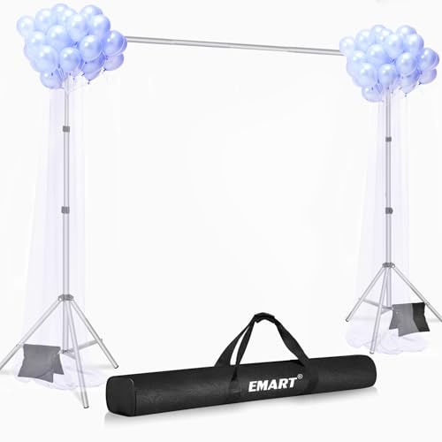 EMART Backdrop Stand 10x8.5ft(WxH) Photo Studio Adjustable Background Stand Support kit with 2 Crossbars, 8 Clamps, 2 Sandbags and Carry Bag for Parties, Events Decoration, Wedding, Photography-Silver - color: Sliver, size: 10x8.5ft