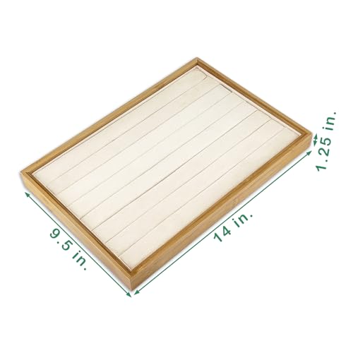 The Display Guys - Stackable Jewelry Tray and Organizer - for Drawers, Dressers, Store Display (7 Ring Rolls, Bamboo Suede) - color: Bamboo Suede, size: 7 Ring Slots